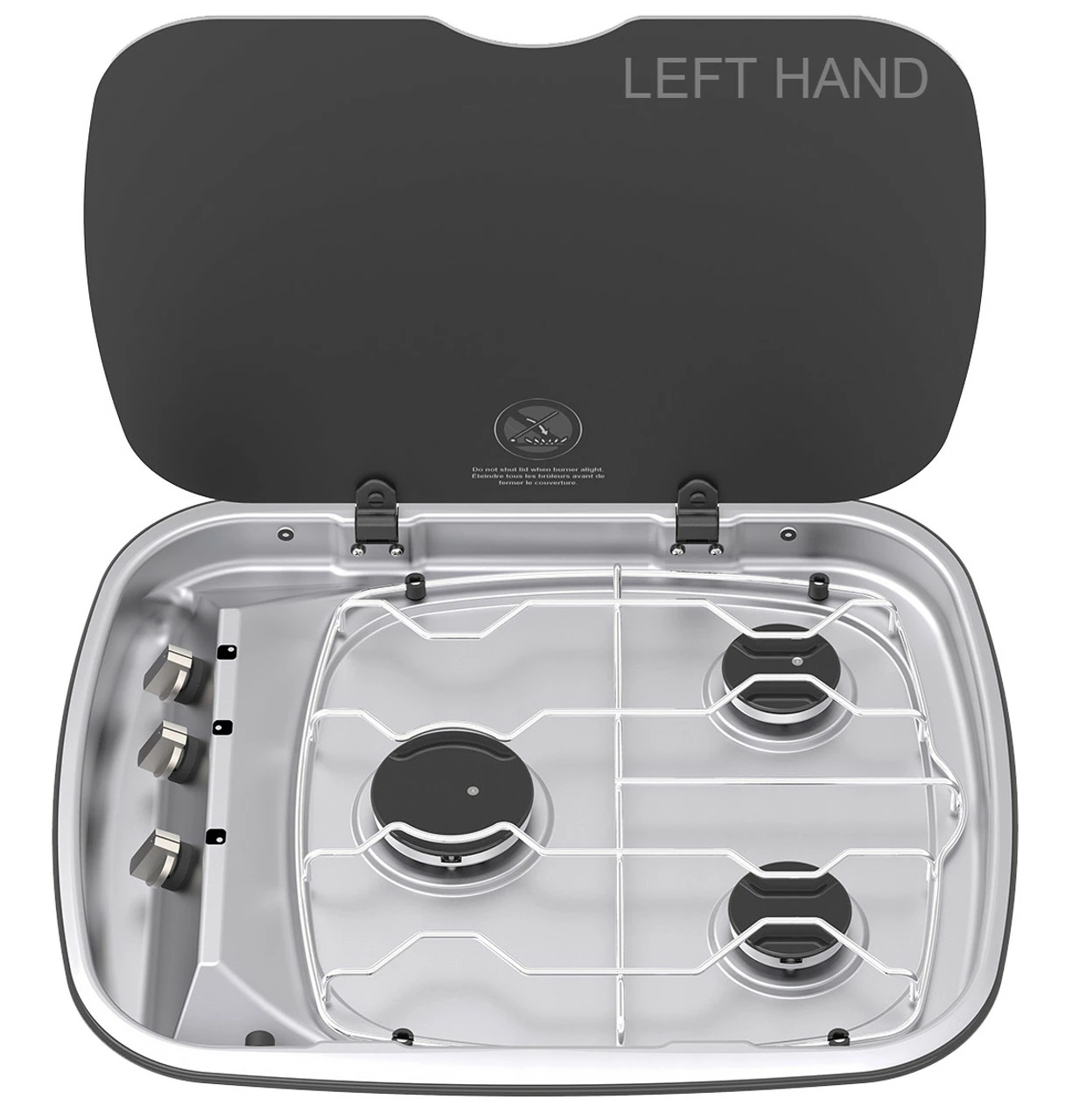 Thetford Spinflo Argent Caravan 3 Burner Hob With Glass Lid 4 Thetford Spinflo Argent Caravan 3 Burner Hob With Glass Lid - Image 2