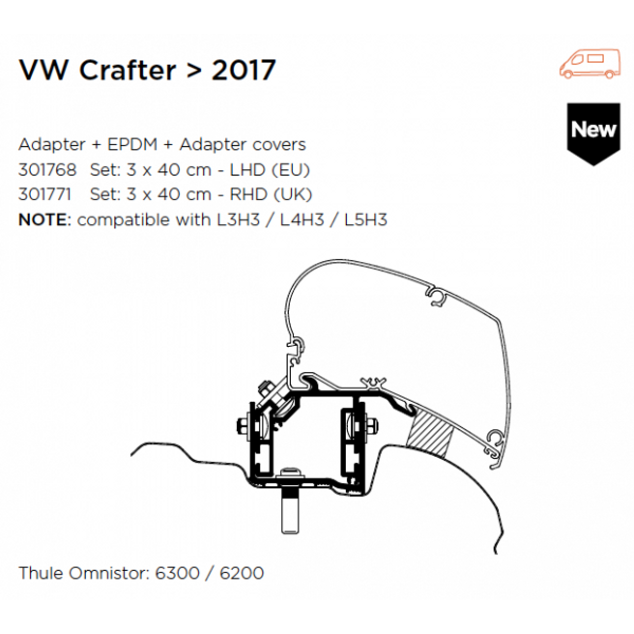 Thule Awning Bracket For Omnistor 6300 - VW Crafter 2018 Onwards 4 Thule Awning Bracket For Omnistor 6300 - VW Crafter 2018 Onwards - Image 2