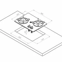 Navy Load Built In Glass Hob Double Burner NL.20001 -Kitchen & Bathroom Equipment Shop NL.20001 D 87740.1676216882