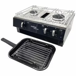 JLS Tasman 4500 2 Burner Hotplate Boat And Caravan Hob And Grill -Kitchen & Bathroom Equipment Shop Tasman Campervan Grill HobTP4500 BK 2 70336.1675337663