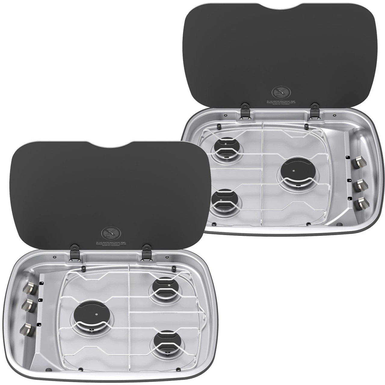 Thetford Spinflo Argent Caravan 3 Burner Hob With Glass Lid 3 Thetford Spinflo Argent Caravan 3 Burner Hob With Glass Lid