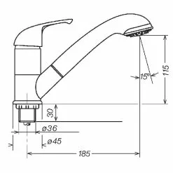 Reich Kama Chrome Shower Tap With Combi Julia Head -Kitchen & Bathroom Equipment Shop kama diag1 66103.1672871110