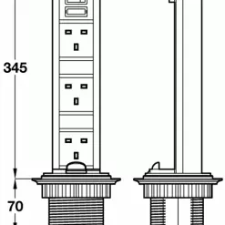 Kengo Pop Up Deluxe Power Dock 13amp Sockets With USB Ports -Kitchen & Bathroom Equipment Shop usb2 31497.1453130721